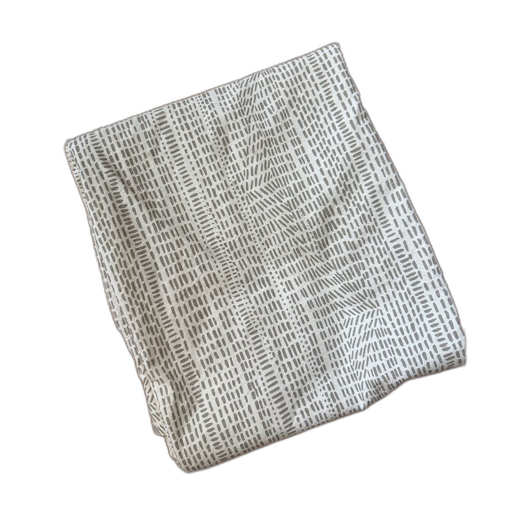 West Elm Cream and Gray 100% Cotton Curtain 48x96”